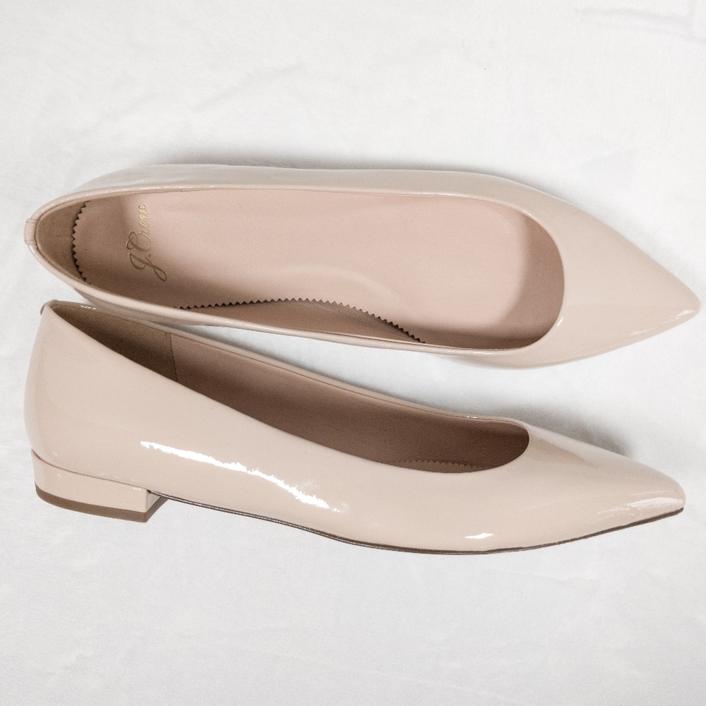 J Crew leather pointy toe flats in pink 9 1/2